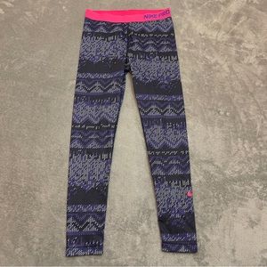 Nike Pro Leggings Womens Large Pattern Active Compression Capri Pants Yoga